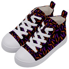 Halloween Candy On Black Kids  Mid-top Canvas Sneakers by bloomingvinedesign