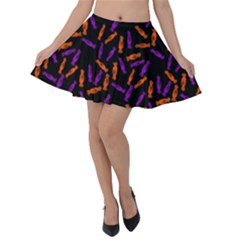 Halloween Candy On Black Velvet Skater Skirt by bloomingvinedesign