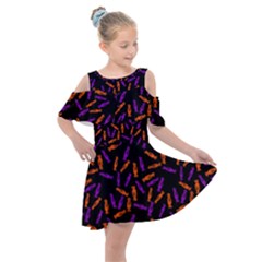 Halloween Candy On Black Kids  Shoulder Cutout Chiffon Dress by bloomingvinedesign