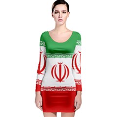 Flag Of Iran Long Sleeve Bodycon Dress by abbeyz71