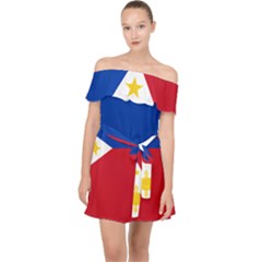 Philippines Flag Filipino Flag Off Shoulder Chiffon Dress by FlagGallery