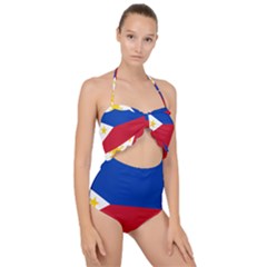Philippines Flag Filipino Flag Scallop Top Cut Out Swimsuit by FlagGallery
