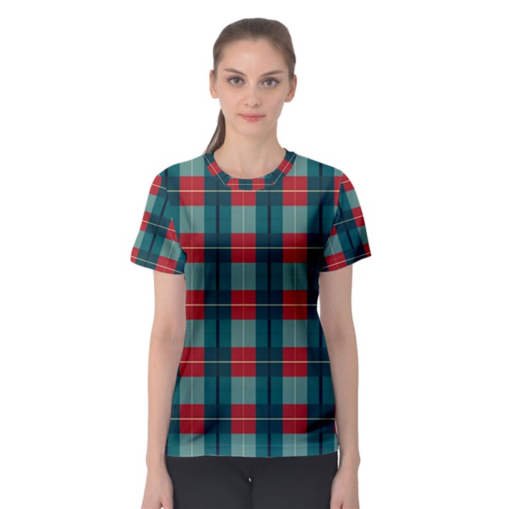 Pattern Texture Plaid Women s Sport Mesh Tee