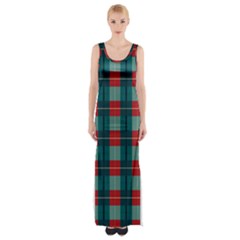 Pattern Texture Plaid Thigh Split Maxi Dress by Mariart