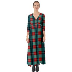 Pattern Texture Plaid Button Up Boho Maxi Dress