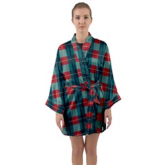 Pattern Texture Plaid Long Sleeve Satin Kimono