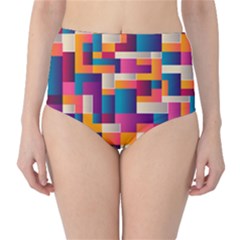 Abstract Geometry Blocks Classic High-waist Bikini Bottoms