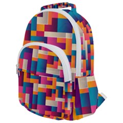 Abstract Geometry Blocks Rounded Multi Pocket Backpack by Alisyart