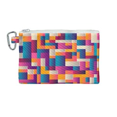 Abstract Geometry Blocks Canvas Cosmetic Bag (medium)
