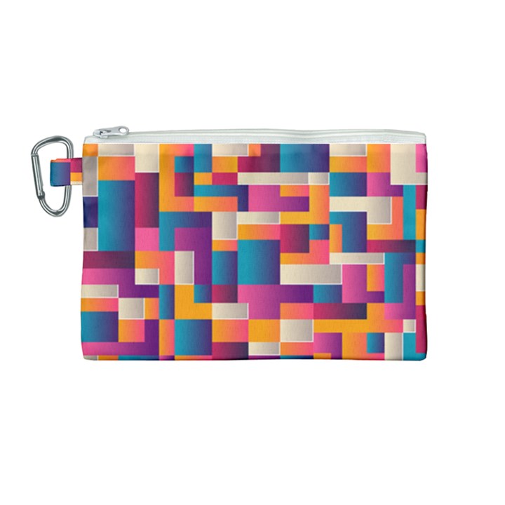 Abstract Geometry Blocks Canvas Cosmetic Bag (Medium)