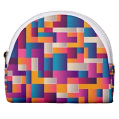 Abstract Geometry Blocks Horseshoe Style Canvas Pouch