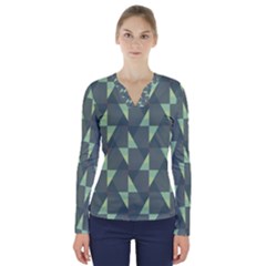Texture Triangle V-neck Long Sleeve Top
