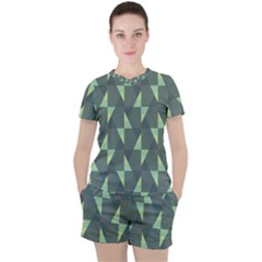 Texture Triangle Women s Tee And Shorts Set