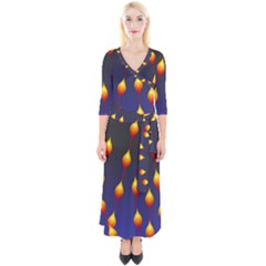 Flower Buds Floral Night Quarter Sleeve Wrap Maxi Dress