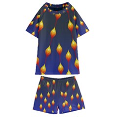 Flower Buds Floral Night Kids  Swim Tee And Shorts Set by HermanTelo