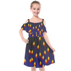 Flower Buds Floral Night Kids  Cut Out Shoulders Chiffon Dress