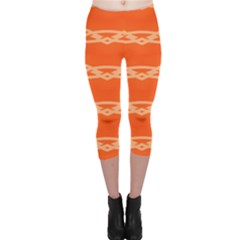 Pattern Orange Capri Leggings 