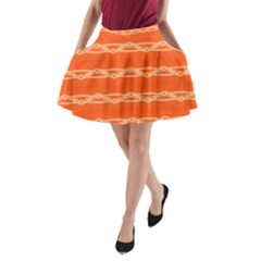 Pattern Orange A-line Pocket Skirt