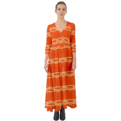 Pattern Orange Button Up Boho Maxi Dress