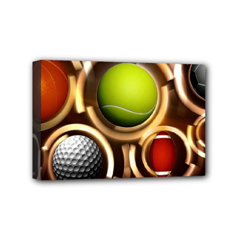 Sport Ball Tennis Golf Football Mini Canvas 6  X 4  (stretched) by HermanTelo