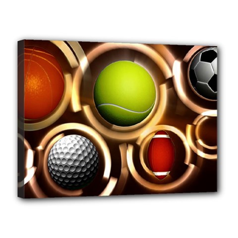 Sport Ball Tennis Golf Football Canvas 16  X 12  (stretched) by HermanTelo