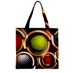 Sport Ball Tennis Golf Football Zipper Grocery Tote Bag by HermanTelo