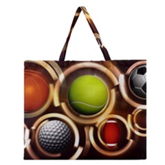 Sport Ball Tennis Golf Football Zipper Large Tote Bag by HermanTelo