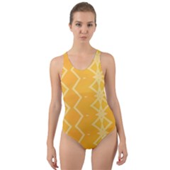 Pattern Yellow Cut-out Back One Piece Swimsuit