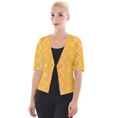 Pattern Yellow Cropped Button Cardigan