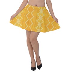 Pattern Yellow Velvet Skater Skirt