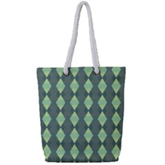 Texture Grey Full Print Rope Handle Tote (small)