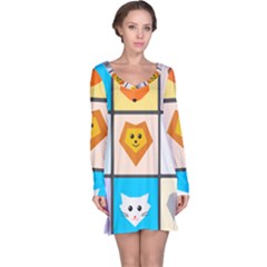 Animals Cute Flat Cute Animals Long Sleeve Nightdress by HermanTelo