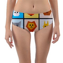 Animals Cute Flat Cute Animals Reversible Mid-waist Bikini Bottoms