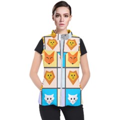 Animals Cute Flat Cute Animals Women s Puffer Vest