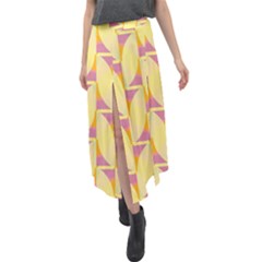 Yellow Pink Velour Split Maxi Skirt