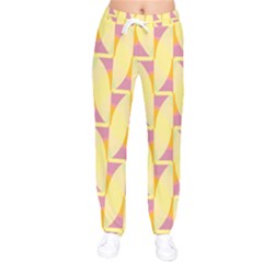 Yellow Pink Women Velvet Drawstring Pants