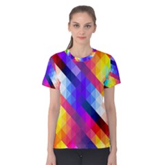 Abstract Blue Background Colorful Pattern Women s Cotton Tee