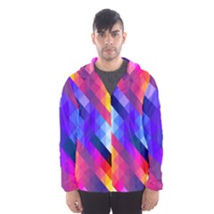 Abstract Blue Background Colorful Pattern Men s Hooded Windbreaker