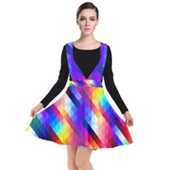 Abstract Blue Background Colorful Pattern Plunge Pinafore Dress