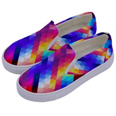 Abstract Blue Background Colorful Pattern Kids  Canvas Slip Ons