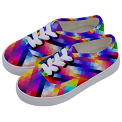 Abstract Blue Background Colorful Pattern Kids  Classic Low Top Sneakers