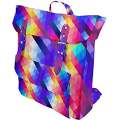 Abstract Blue Background Colorful Pattern Buckle Up Backpack