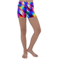 Abstract Blue Background Colorful Pattern Kids  Lightweight Velour Yoga Shorts by HermanTelo