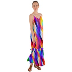 Abstract Blue Background Colorful Pattern Cami Maxi Ruffle Chiffon Dress by HermanTelo