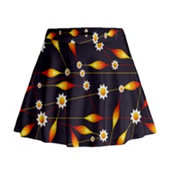 Flower Buds Floral Background Mini Flare Skirt by HermanTelo