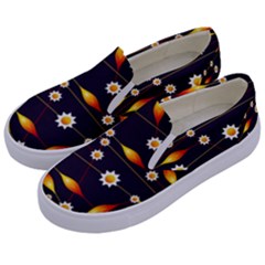 Flower Buds Floral Background Kids  Canvas Slip Ons by HermanTelo