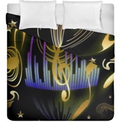 Background Level Clef Note Music Duvet Cover Double Side (king Size) by HermanTelo