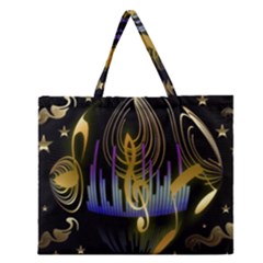 Background Level Clef Note Music Zipper Large Tote Bag