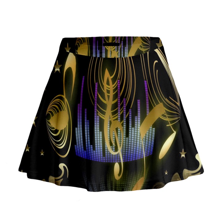 Background Level Clef Note Music Mini Flare Skirt