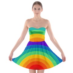 Rainbow Background Colorful Strapless Bra Top Dress by HermanTelo